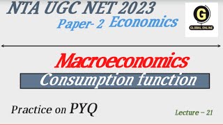 Consumption function PYQ for UGC NET | Macroeconomics PYQ for UGC NET Exam | NET Paper 2 Economics