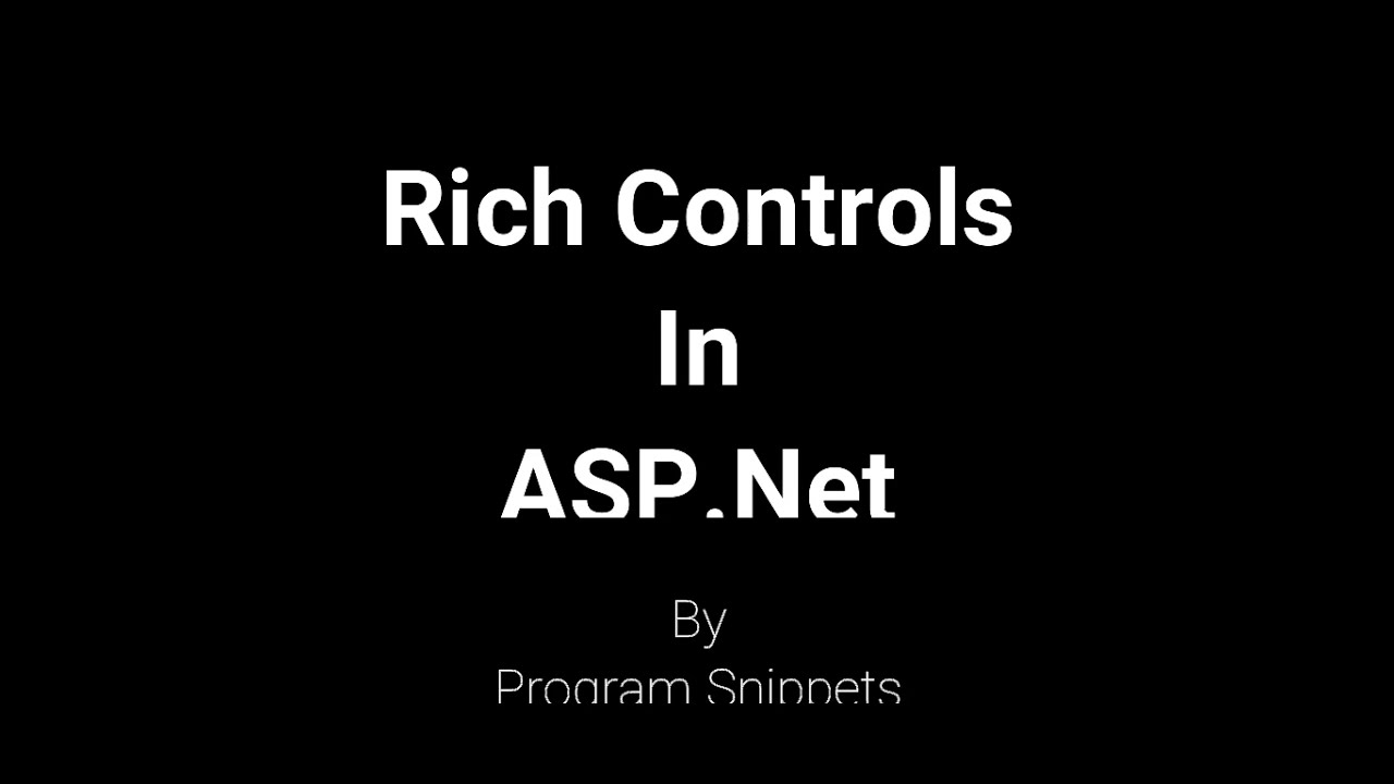 Rich Controls In ASP Net - YouTube