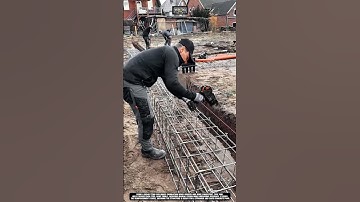 Tying foundation rebar using Work Tool Rebar Tying Gun #tool #worktool