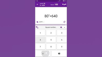 Math Tricks - Training mode - square numbers between 80 and 89 - level 022 (Number Keyboard)