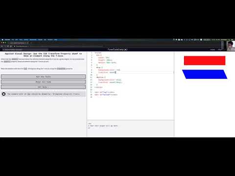 freeCodeCamp: Use the CSS Transform Property skewY to Skew an Element Along the Y-Axis