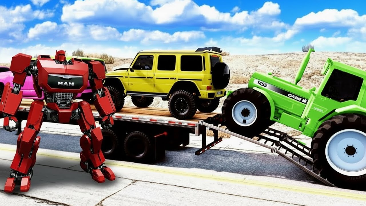 Flatbed Truck Mcqueen | Transportation with Truck - Pothole vs Car #020