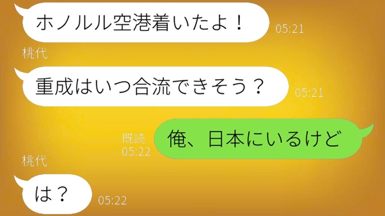 勝手に新婚旅行に同行した幼馴染が現地で告白！衝撃の事実に勘違い女が大パニックｗ