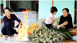 2 days of finding leaves, roots, bark and burning sticky rice straw to make this special cake