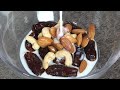 Add milk into dates and nuts you will be surprised with the result 