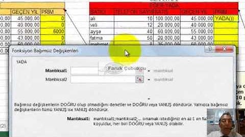 Excel EĞER / IF Fonksiyonu - VE / AND  / YADA  / OR çok sayıda koşul