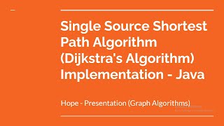 Dijkstra's Algorithm Implementation in Java (Single Source Shortest Path Algorithm (Java))