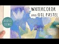 Watercolor and oil pastel tutorial nature inspired abstract painting