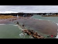 New buffalo under water gale force winds hitting new buffalo drone footage 4k