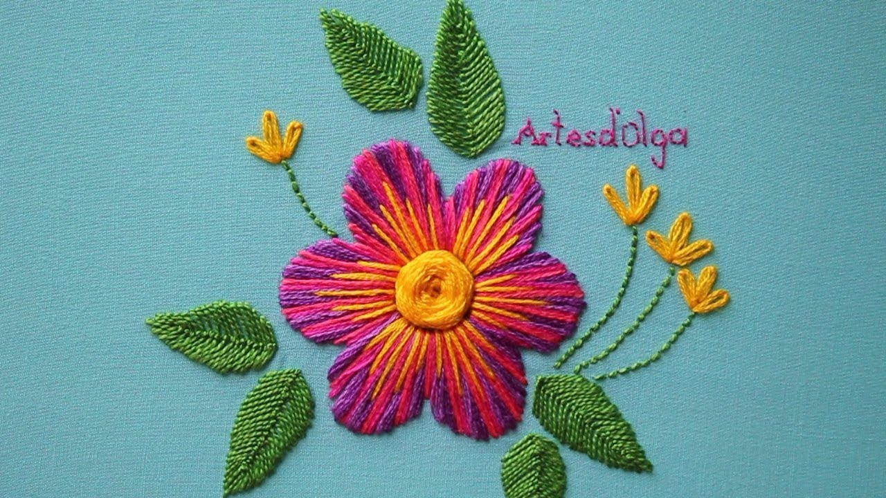 Hand Embroidery Multicolor Satin Stitch Bordados A Mano Punto