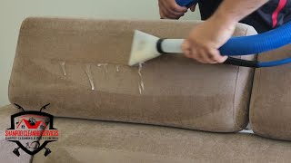 Cleaning a 3 peice sofa set | @shampoocleaningservices #asmr #carpetclean #steamclean