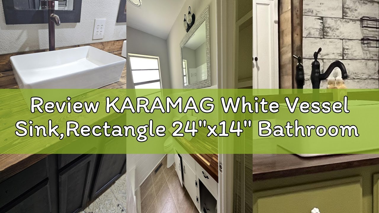 Review KARAMAG White Vessel Sink,Rectangle 24"x14" Bathroom Sink Above Counter Porcelain Ceramic Sma