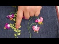 Bolso bordado a mano con cintas reutilizando un jean*flores armadas */embroidered bag reusing a jean