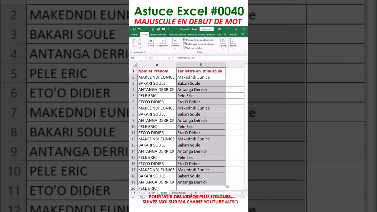 Premières lettres des mots en majuscule 