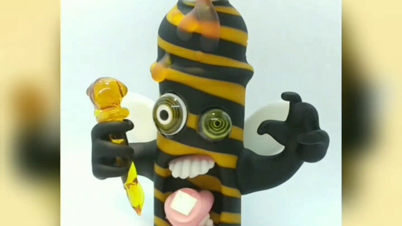 HEADY DAB RIG, Heady Glass - 🐝"SHATTER BEE"🐝 w/ removeable Dabber made by artist GLASSHOLE GLASS