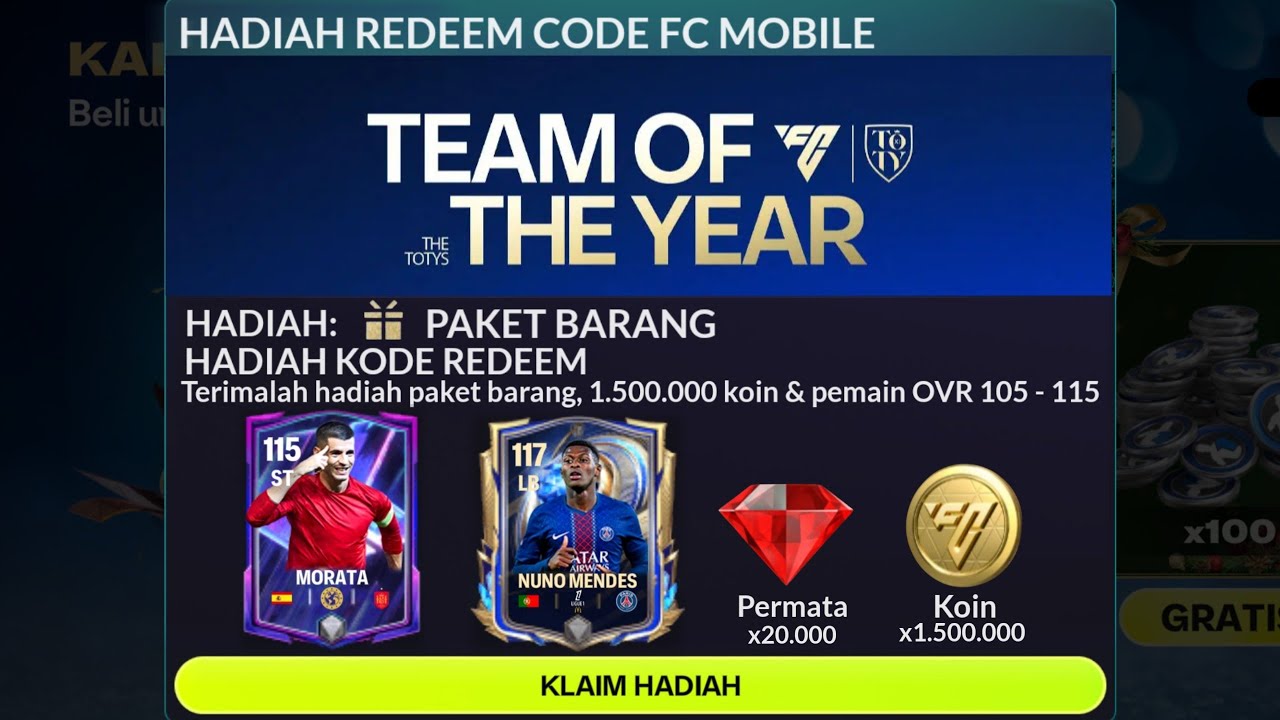 2 KODE REDEEM FC MOBILE TERBARU HARI INI CLAIM PEMAIN OVR 117 GRATIS | CARA REDEEMCODE FC MOBILE!