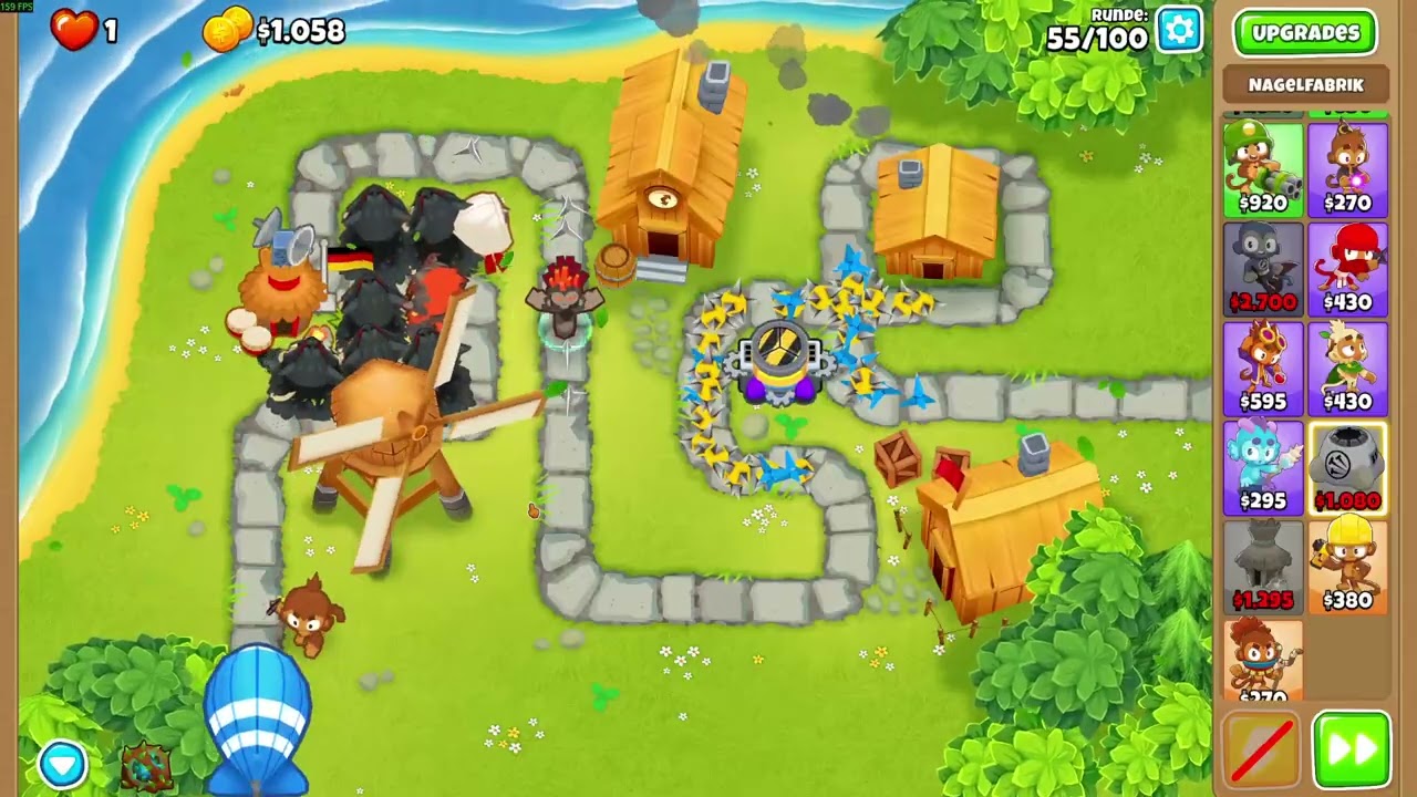 Bloons TD 6 Schimpansen Taktik auf Stadmitte