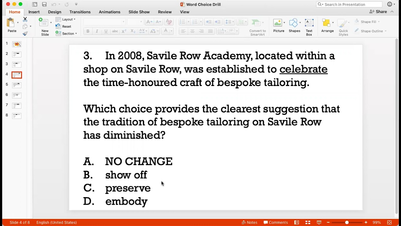 Word Choice DRILL for SAT Writing / ACT English