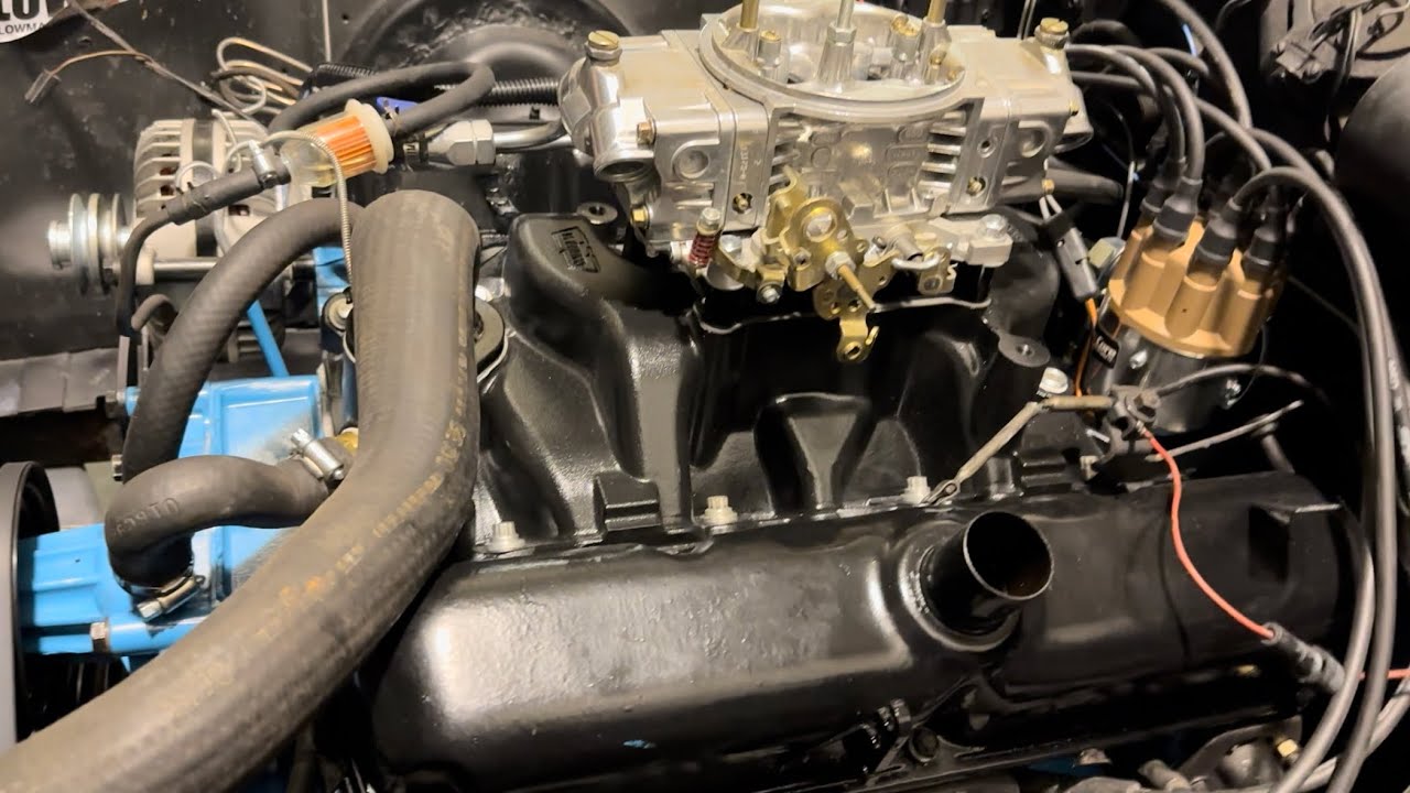 Chrysler 360 la cam break in. First fire Lunati Voodoo cam YouTube