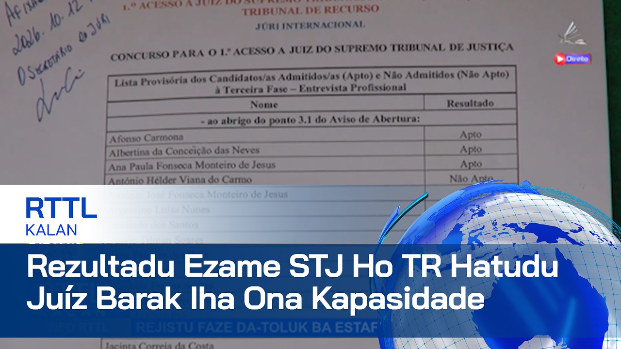 Rezultadu Ezame STJ Ho TR Hatudu Juíz Barak Iha Ona Kapasidade