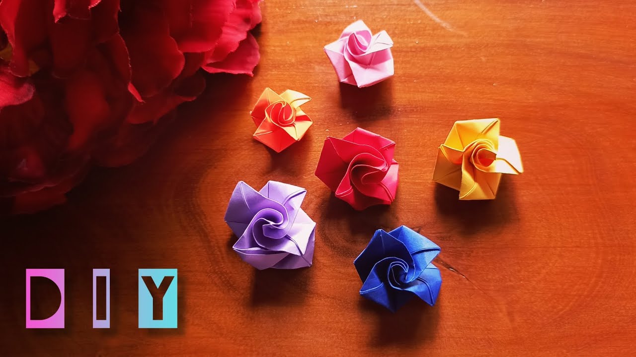 Easy origami rose how to make paper flower DIY craft ideas YouTube