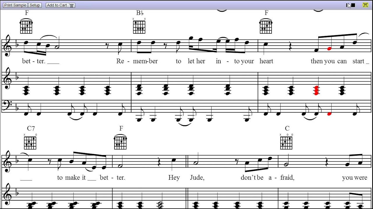 Hey Jude by The Beatles - Piano Sheet Music:Teaser - YouTube