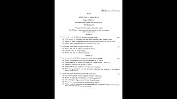 English Honours DSCC 2 Question Paper 2024 | English Honours 2024 DSCC 2 Question Paper | Semester 2