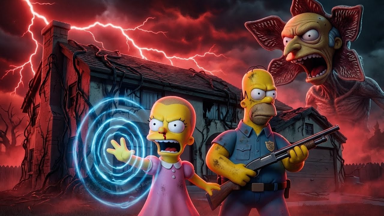 The Simpsons: STRANGER THINGS Parody! 80s Remix Adventure | 4K The Simpsons 3D Animation