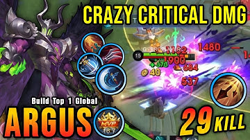 29 Kills!! One Shot Build Argus Crazy Critical Damage!! - Build Top 1 Global Argus ~ MLBB