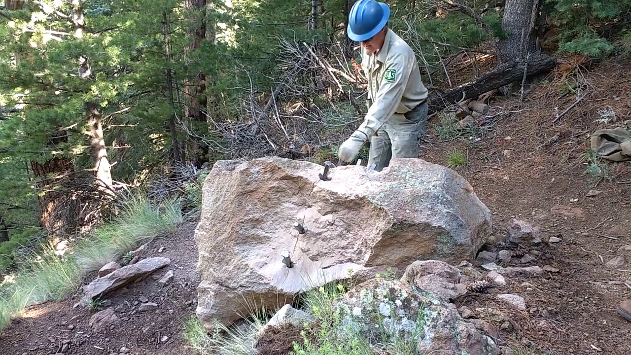 Splitting a Boulder the Old School Way- Feather and Wedge - YouTube