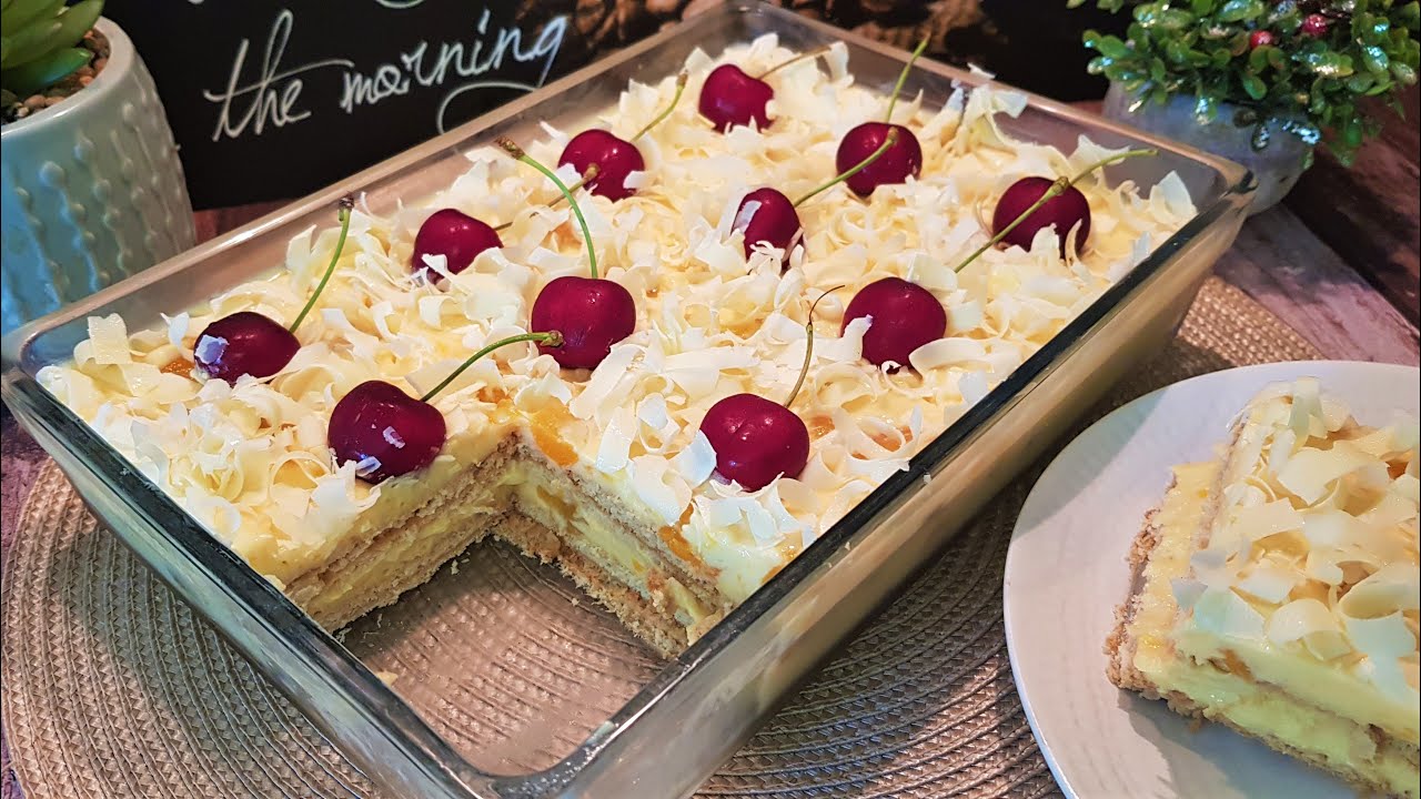 حلا صيفي بارد ومنعش وبدون فرن حلا الكاسترد بدون بيض