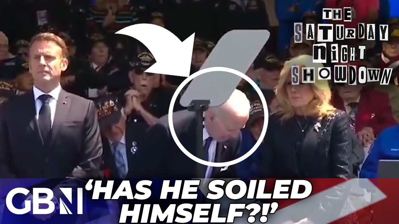WATCH: Joe Biden mocked for appearing to bend over to sit on invisible chair at D-Day event...