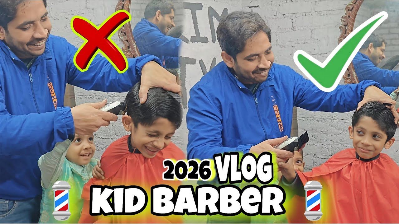 Cute Kid Barber Hair Cutting ✂️ | Azeem Ne Kari Sahir Ki Haircut 😂 | Kids Barber Vlog | Sazim Life