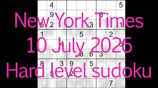Sudoku solution – New York Times 10 July 2026 Hard level sudoku screenshot 4