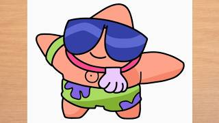 Como dibujar a Patricio Estrella de Brawl Stars x Bob Esponja