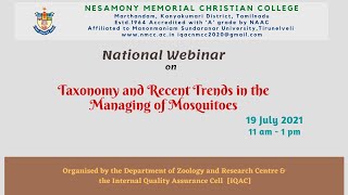 Webinar on Taxonomy and Recent Trends in the Management of Mosquitoes