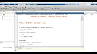 Implementation in MATLAB of Euler's method to approximate the solution of a differential equation