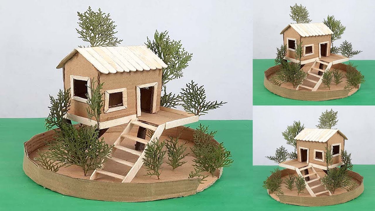 DIY ARTS & CRAFTS: Miniature House and Garden Using Colorful Popsicle Sticks  