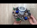 Новогодний подсвечник своими руками  из природных материалов/ Christmas candle DIY новогодний декор