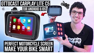 Make Your Motorcycle Smart!  Ottocast CarPlay Lite C5 Review & Test (Best Bike Screen)