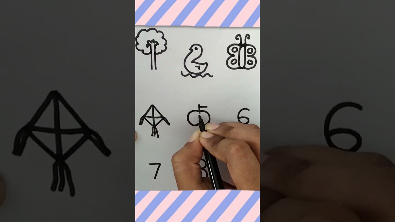 How to draw using Numbers 1-9 /Simple drawing ideas 