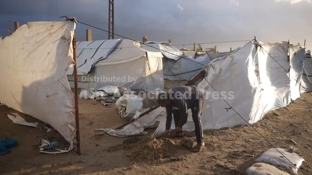 Cold winter winds compound misery of displaced Palestinians living in tents in Gaza