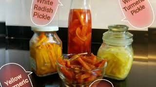 Pickled vegetables no oil/winter special pickle recipes/ Carrot Pickle/Turmeric Pickle/Radish Pickle