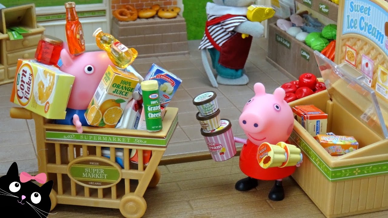 Peppa Pig y George hacen la Compra del Supermercado - Vídeos de Juguetes  Peppa Pig en Español 