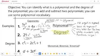 Basics of Polynomials- degree, number of terms, rules to qualify as a polynomial