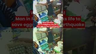 What priorities! Man risks life to save eggs during 7.8 quake