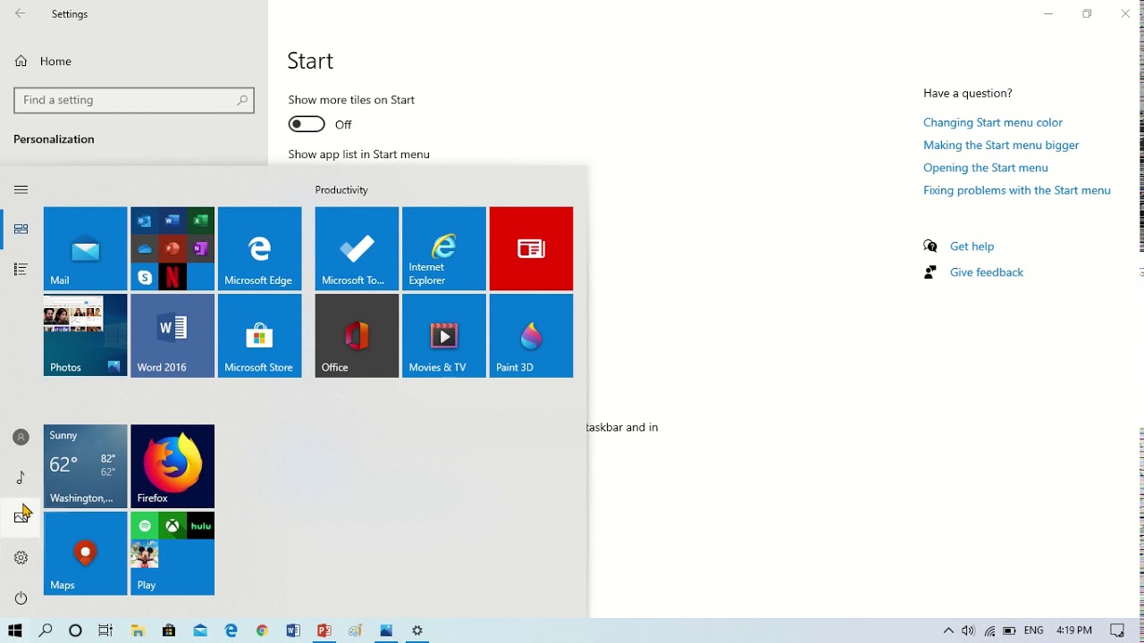 Show or Hide App List on Start in Windows 10 - YouTube