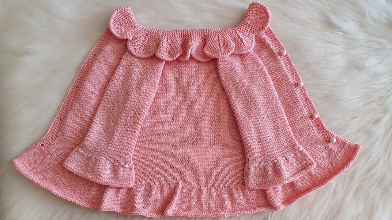 Yaprak Yakalı Hırka Modeli Baştan Sona Detaylı Anlatım - Kız Çocuk Hırka Modeli - Baby Easy Knit