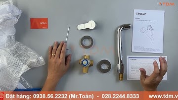 TDM.VN | Đập hộp vòi lavabo gắn tường Caesar B308C (B308 C) lắp âm tường nóng lạnh giá rẻ