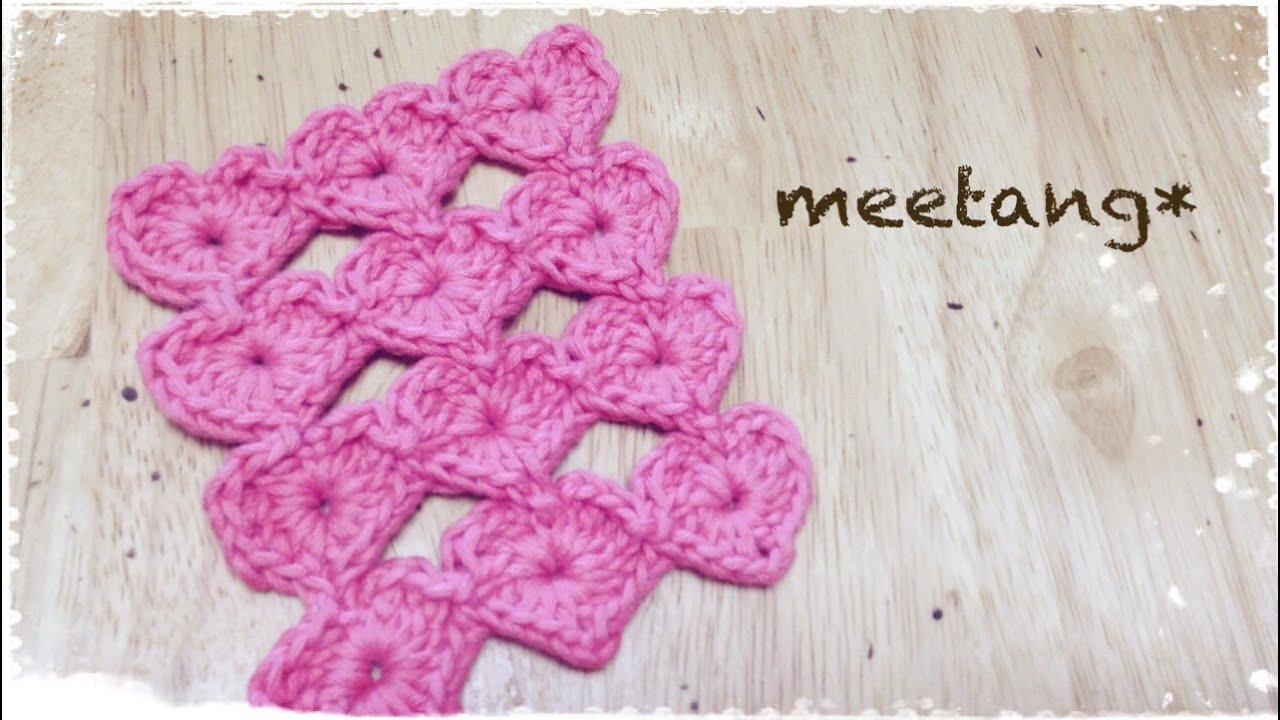 Crochet] How to crochet a continuous heart♡ - YouTube